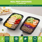 Meal Prep Containers, 50 Packs Plastic Food Storage Containers with Lids, 32oz Bento Box Reusable, To Go Containers Disposable, BPA Free