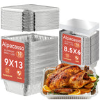20 Pack Aluminum Pans ,  10 Large 9x13 Foil Pans Half Size & 10 Small 8x6  Tin Foil Baking Pans With Lids