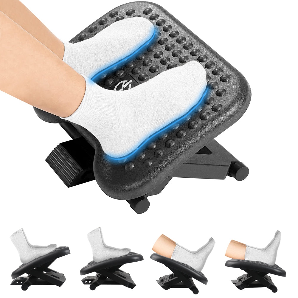 WEPSEN Adjustable Under Desk Footrest,Ergonomic Foot Stool for Under Desk at Work with Massage,3 Height Position 30 Degree Tilt Angle Adjustment,Back Pain Pressure Relief Leg Circulation Office Work Gift