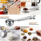 WEPSEN 18-Piece Stainless Steel Measuring Cups and Spoons Set,5 Stainless Steel Nesting Measuring Cups & 6 Spoons,1 Leveler & 5Mini Measuring Spoons,1Tbsp Coffee Scoop with Clip for Cooking & Baking