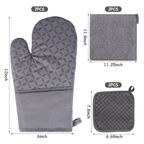 Kosbon Oven Mitts and Pot Holders 6pcs Set, Kitchen Oven Glove High Heat Resistant 500 Degree Extra Long Oven Mitts and Potholder with Non-Slip Silicone Surface for Cooking