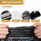 55 Gallon Trash Bags (50 Count)1.5 Mil,Heavy Duty Outdoor Garbage Bags for Office, Waste, and Storage Use