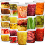 Deli Containers with Lids [50 Set] 25-32 Oz Quart Size & 25-16 Oz Meal Prep Ccontainers Reusable,Deli Food Storage Containers  ,BPA Free, Stackable, Leakproof, Microwave and Freezer Safe