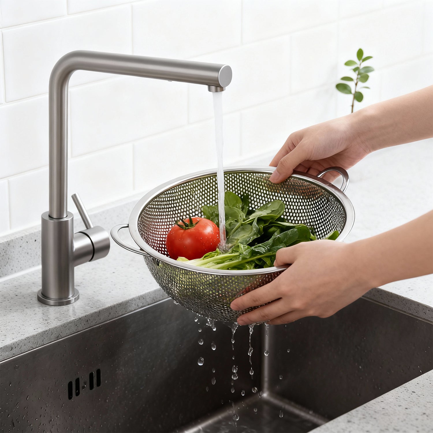 3 Pack Stainless Steel Colander Set (1/3/5QT),Micro-Perforated Colanders Strainers with Handles & Resting Base for Rinsing Pasta Spaghetti Fruits Vegetables,Nesting Design,Rust Free & Dishwasher Safe