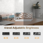 Digital Projection Alarm Clock for Bedroom, 4-Level YUANYE Dimmer, Dual Alarms, USB Charger Ports, Temperature & Humidity Display, Battery Backup, Snooze Function, 12/24H