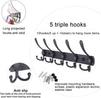 SINYWAY 2 Packs Coat Rack Wall Mounted, Hat Rack for Wall 16" Heavy Duty Wall Coat Hooks Wall Coat Rack with 5 Triple Hooks
