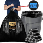 55 Gallon Trash Bags (50 Count)1.5 Mil,Heavy Duty Outdoor Garbage Bags for Office, Waste, and Storage Use