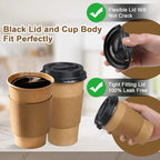 100 Pack 10 oz Paper Coffee Cups, Disposable Coffee Cups with Lids and Sleeves for Home and Cafes.