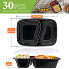 30 Pack 32 oz Meal Prep Containers Reusable, 2 Compartment Food Containers with Lids To Go Containers, Lunch-Microwave,Freezer,Dishwasher Safe