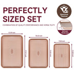 WEPSEN Baking Sheet Pan Set of 3,Carbon Steel Cooking Pans,Diamond Texture Pattern,0.8mm Thick Heavy Duty Cookie Tray,Diamond Gold