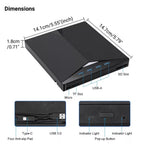 External CD DVD Drive for Laptop & Desktop , [7 in 1] USB 3.0 Type-C External DVD Player Portable CD/DVD ROM Burner with TF/SD Card Slots