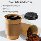 100 Pack 12 oz Paper Coffee Cups, Disposable Coffee Cups with Lids and Sleeves for Home and Cafes.