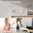 Digital Projection Alarm Clock for Bedroom, 4-Level YUANYE Dimmer, Dual Alarms, USB Charger Ports, Temperature & Humidity Display, Battery Backup, Snooze Function, 12/24H