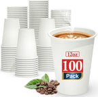 100 Pack 12 oz Disposable Cups, To Go Hot Cups,Leak-Free Food Safe Paper Cups