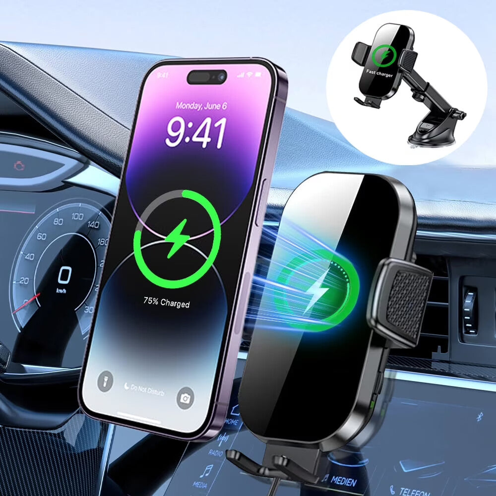 SINYWAY Wireless Car Charger, 15W Fast Charging Auto Clamping Car Charger Phone Mount Air Vent Phone Holder, Fit for Phone Support Wireless Charging (Width 60-90mm) iPhone, Samsung Galaxy/Ultra, Google/LG