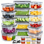 SINYWAY 50 Pcs Food Storage Containers with Lids (24 Containers + 24 Lids+ Labels &amp; Marker), Meal Prep Containers for Pantry Organization and Kitchen Storage BPA-Free Plastic Food Containers Set