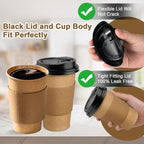 100 Pack 12 oz Paper Coffee Cups, Disposable Coffee Cups with Lids and Sleeves for Home and Cafes.