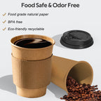 100 Pack 10 oz Paper Coffee Cups, Disposable Coffee Cups with Lids and Sleeves for Home and Cafes.