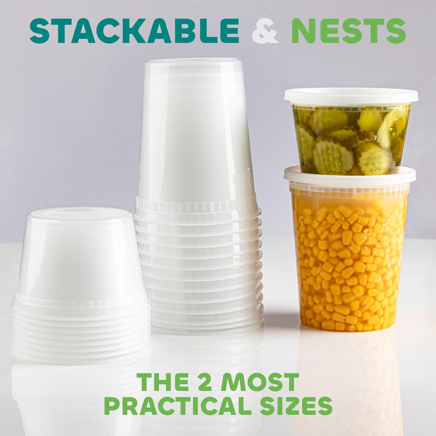 Deli Containers with Lids [50 Set] 25-32 Oz Quart Size & 25-16 Oz Meal Prep Ccontainers Reusable,Deli Food Storage Containers  ,BPA Free, Stackable, Leakproof, Microwave and Freezer Safe
