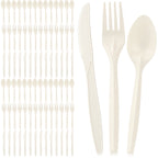 360 Packs Large Disposable Eco Friendly Flatware, Compostable 120 Forks 120 Spoons 120 Knives