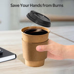 100 Pack 10 oz Paper Coffee Cups, Disposable Coffee Cups with Lids and Sleeves for Home and Cafes.