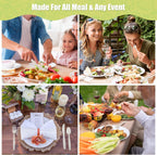 360 Packs Large Disposable Eco Friendly Flatware, Compostable 120 Forks 120 Spoons 120 Knives