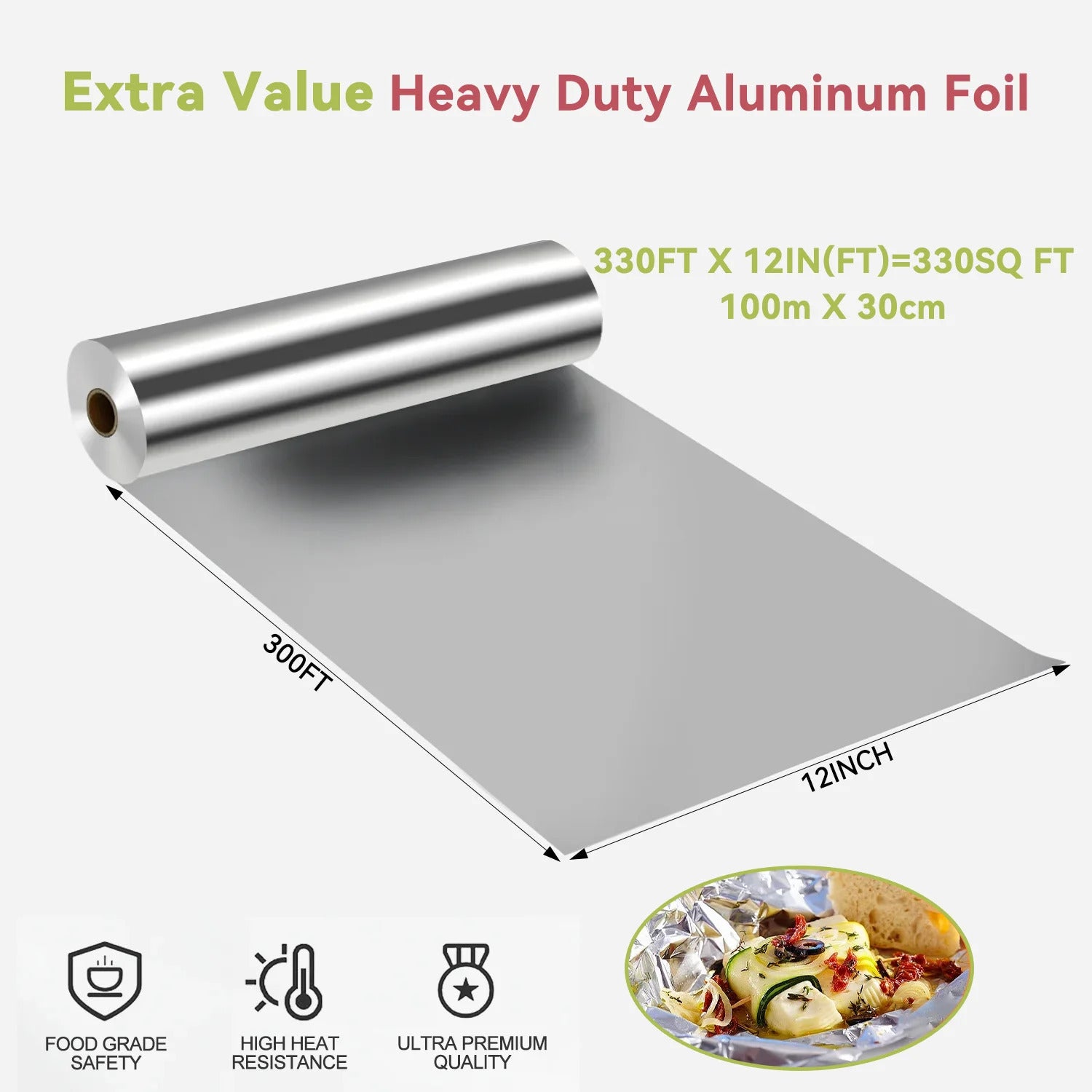 Alpacasso Aluminum Foil ,Aluminum Foils Roll with Serrated Cutter