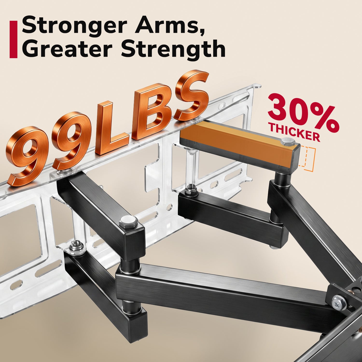 YUANYE Full Motion TV Wall Mount for 14-65 Inch TVs, Swivel & Tilt, Max VESA 400x400mm, Holds up to 99lbs
