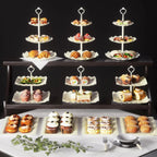 SINYWAY 10 PCS Cupcake Stand Set, Plastic Dessert Table Display Set with 2-Tier & 3-Tier Serving Trays and Cake Stands for Party Wedding Birthday, White