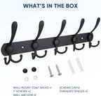 SINYWAY 2 Packs Coat Rack Wall Mounted, Hat Rack for Wall 16" Heavy Duty Wall Coat Hooks Wall Coat Rack with 5 Triple Hooks